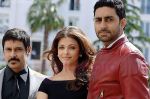 Aishwarya Rai Bachchan, Abhishek Bachchan, Chiyaan Vikram attend the RAAVAN Photocall at the Salon Diane at The Majestic during the 63rd Annual Cannes Film Festival on May 17, 2010 in Cannes, France.jpg
